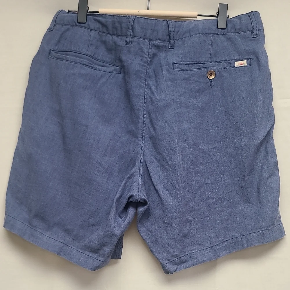Faherty Tradewinds Linen Blend Shorts - Blue - Size 32